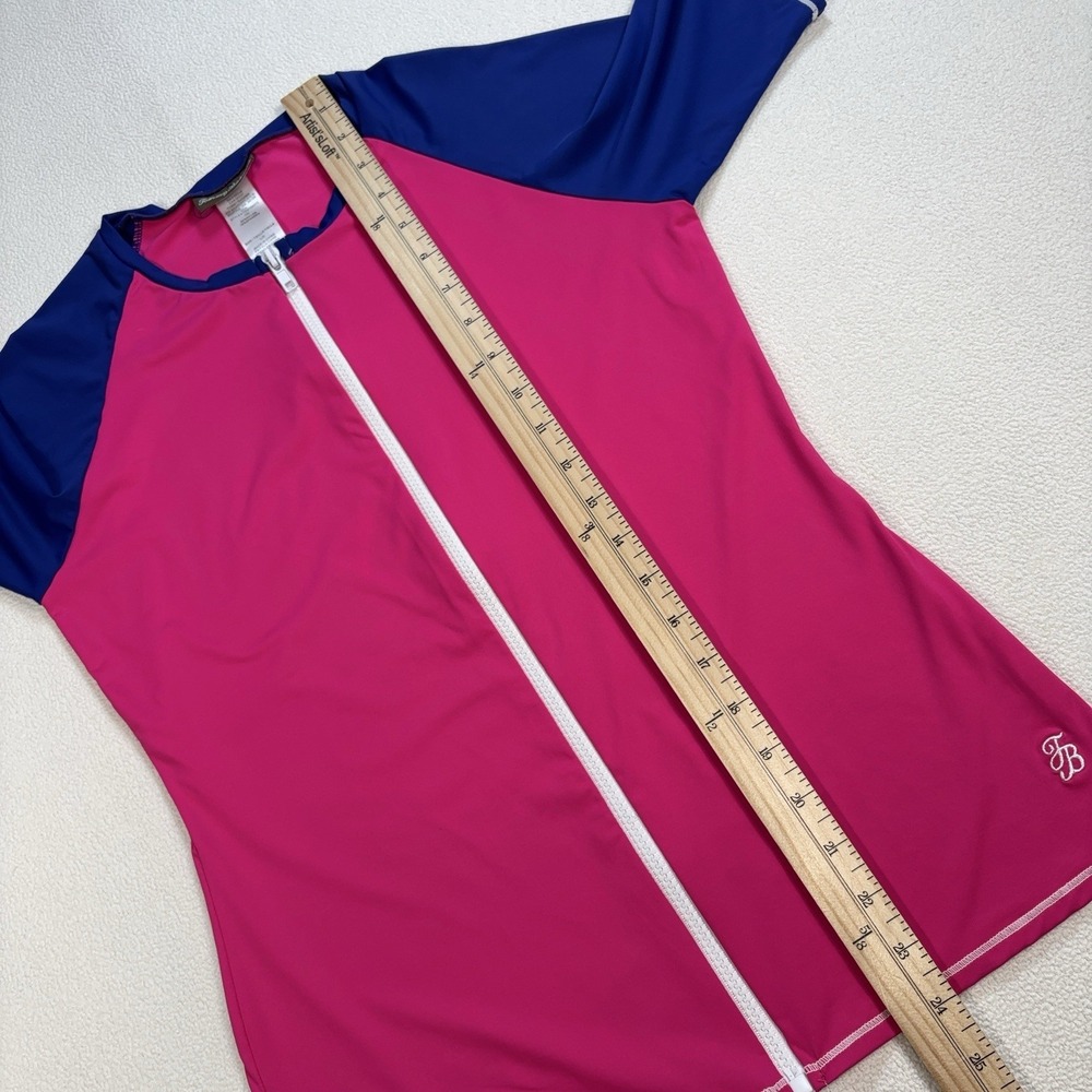 Tommy Bahama Deck Piping Rash Guard Women's L Pink Full Zip Stretch TSW10931C - Picture 9 of 12